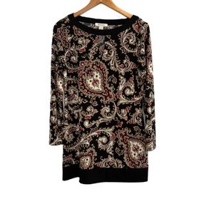 White House Black Market Paisley Print Keyhole Neckline MIDI Dress Size M